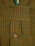 26/0823 wonderful 1960s vintage british brown gun check heavyweight twill raglan sleeve raincoat coat 42-44
