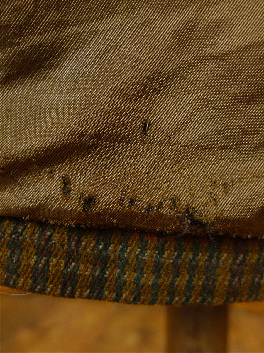 26/0823 wonderful 1960s vintage british brown gun check heavyweight twill raglan sleeve raincoat coat 42-44