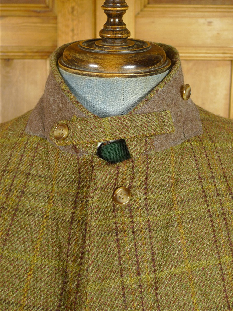 26/0814 wonderful vintage p&j haggart of aberfeldy heavyweight khaki wp check 3-piece tweed shooting suit 44 regular