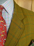 26/0821 vintage 1960s british green wp check cavalry twill hacking jacket w/ poacher's pocket for goodwood revival 39 regular