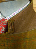 26/0821 vintage 1960s british green wp check cavalry twill hacking jacket w/ poacher's pocket for goodwood revival 39 regular