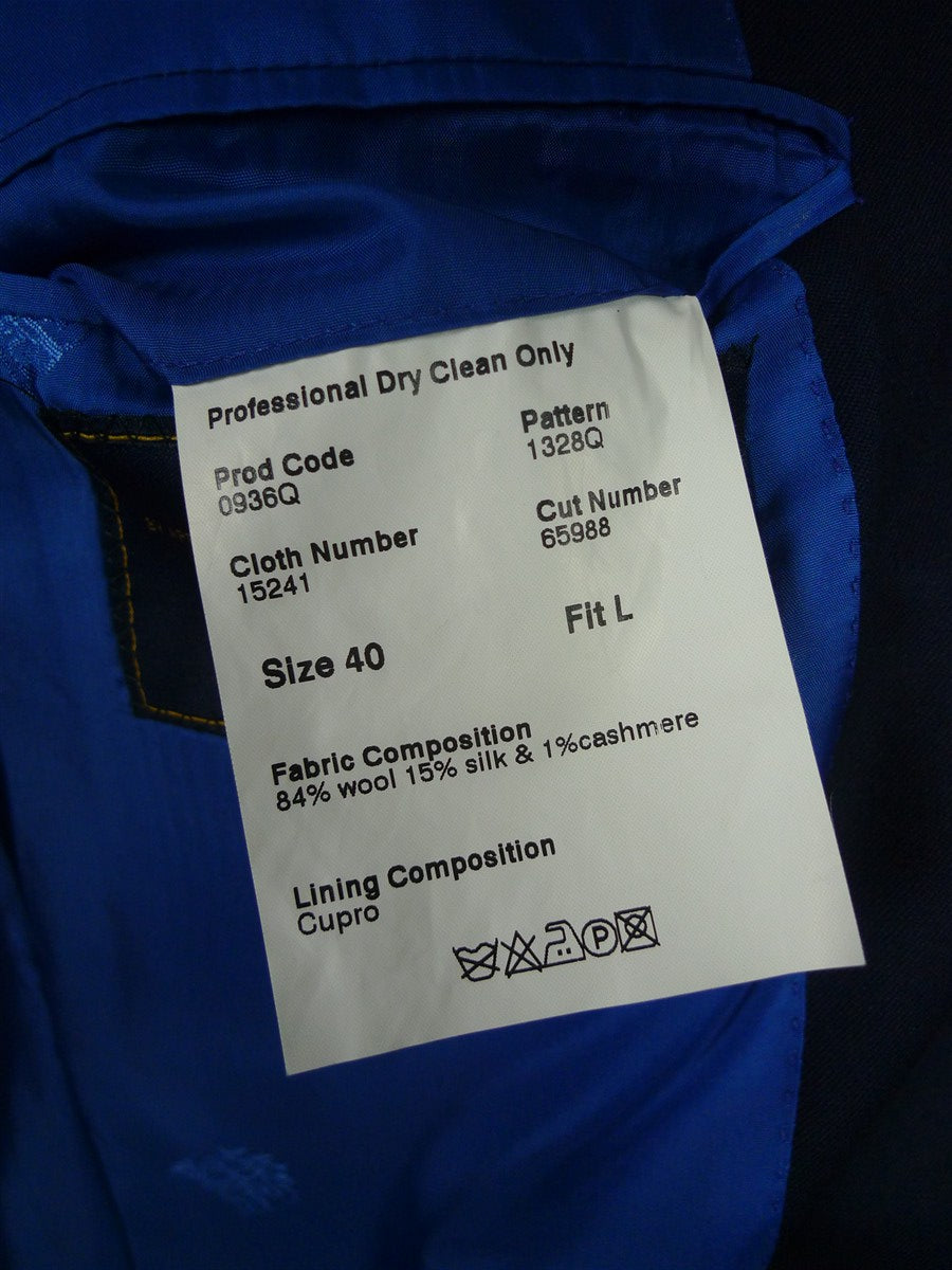 26/0830 deadstock new w/ tags crombie navy blue wool silk & cashmere blazer 40 long