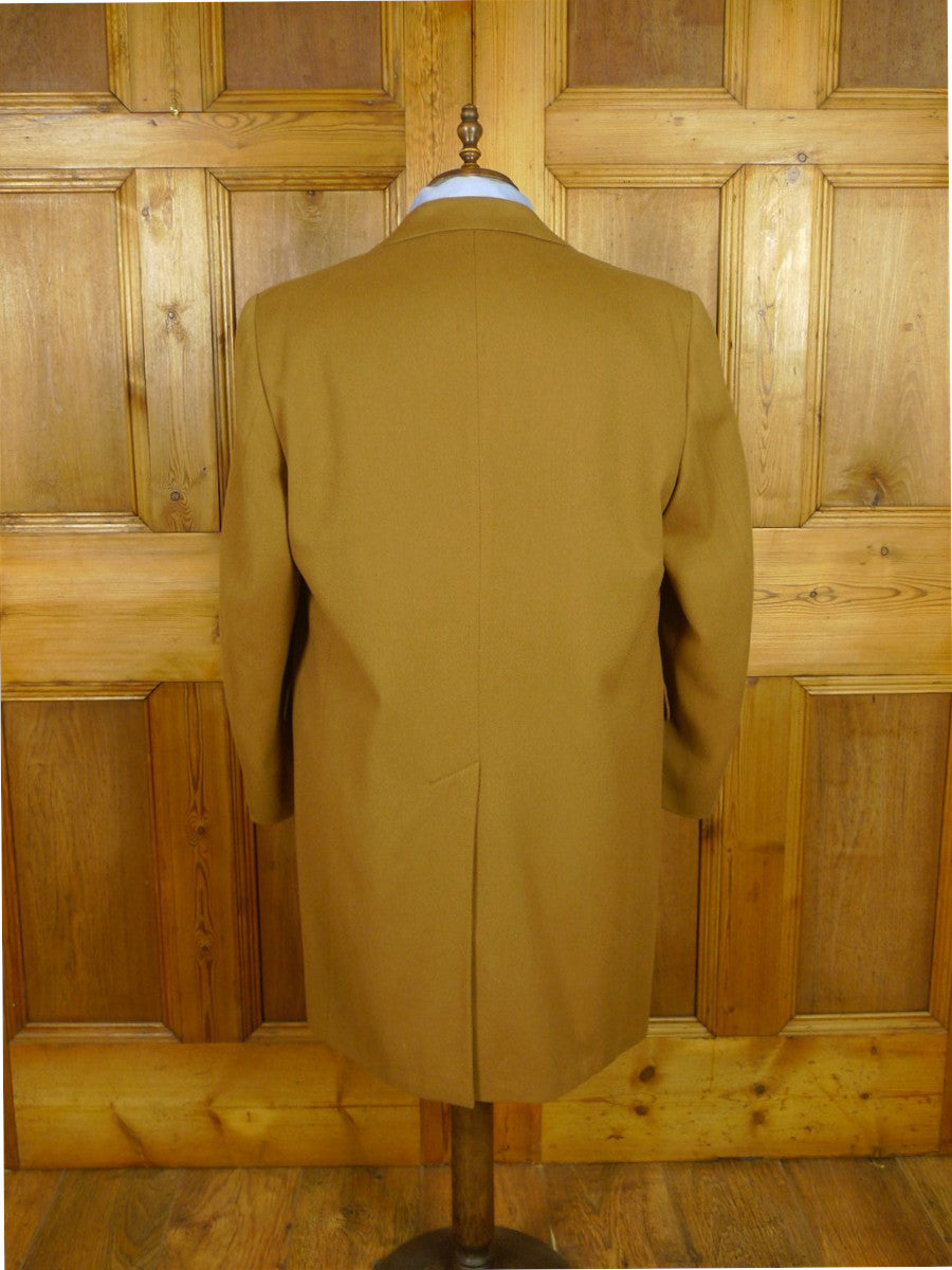 26/0825 immaculate 1980s vintage aquascutum heavyweight tan brown venetian wool fly-front coat overcoat 46 short