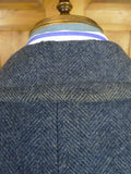 26/0824 exceptional near immaculate cc41 utility mark genuine ww2 era heavyweight d/b blue herringbone weave tweed overcoat w/ original belt & buttons 40