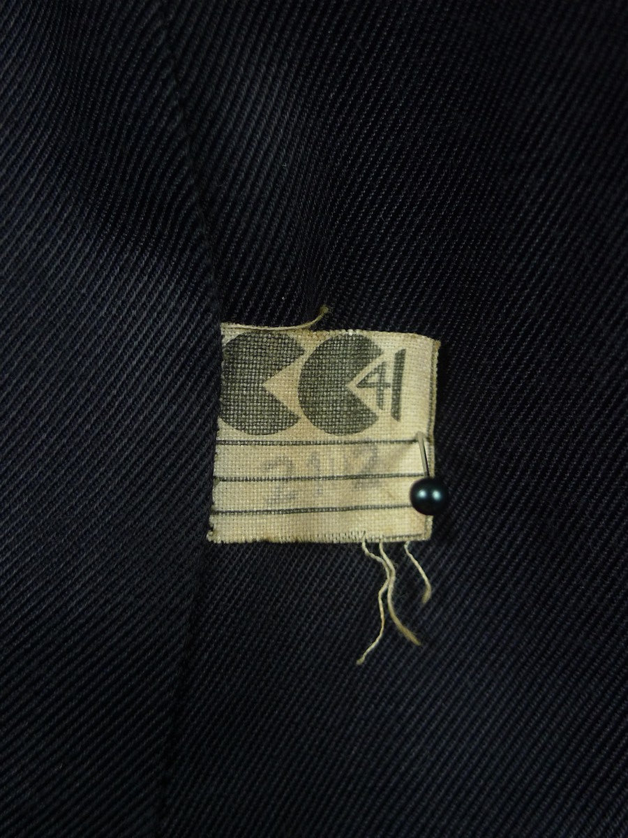26/0824 exceptional near immaculate cc41 utility mark genuine ww2 era heavyweight d/b blue herringbone weave tweed overcoat w/ original belt & buttons 40