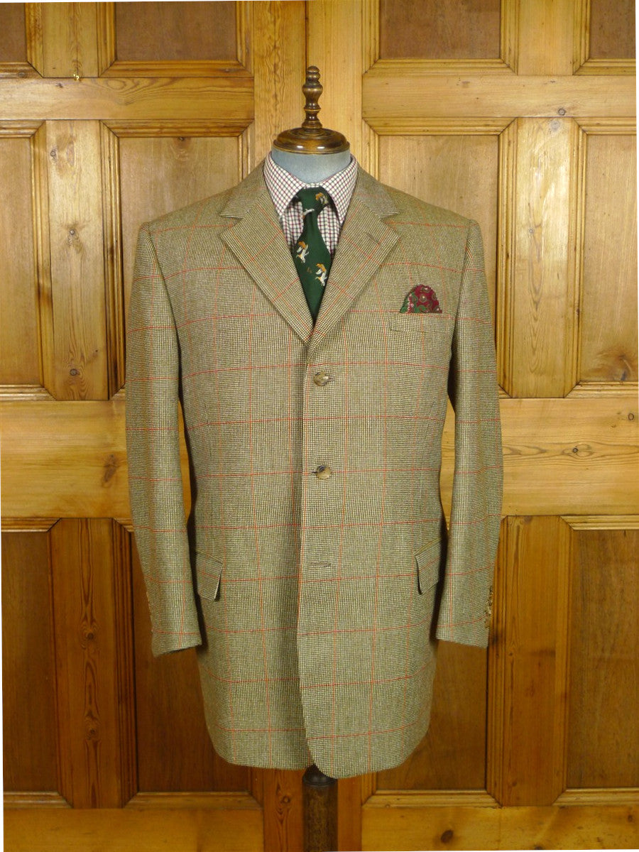 26/0813 immaculate kent haste lachter 2023 savile row bespoke brown / amber 4-piece tweed suit (portly cut) 47 regular to long