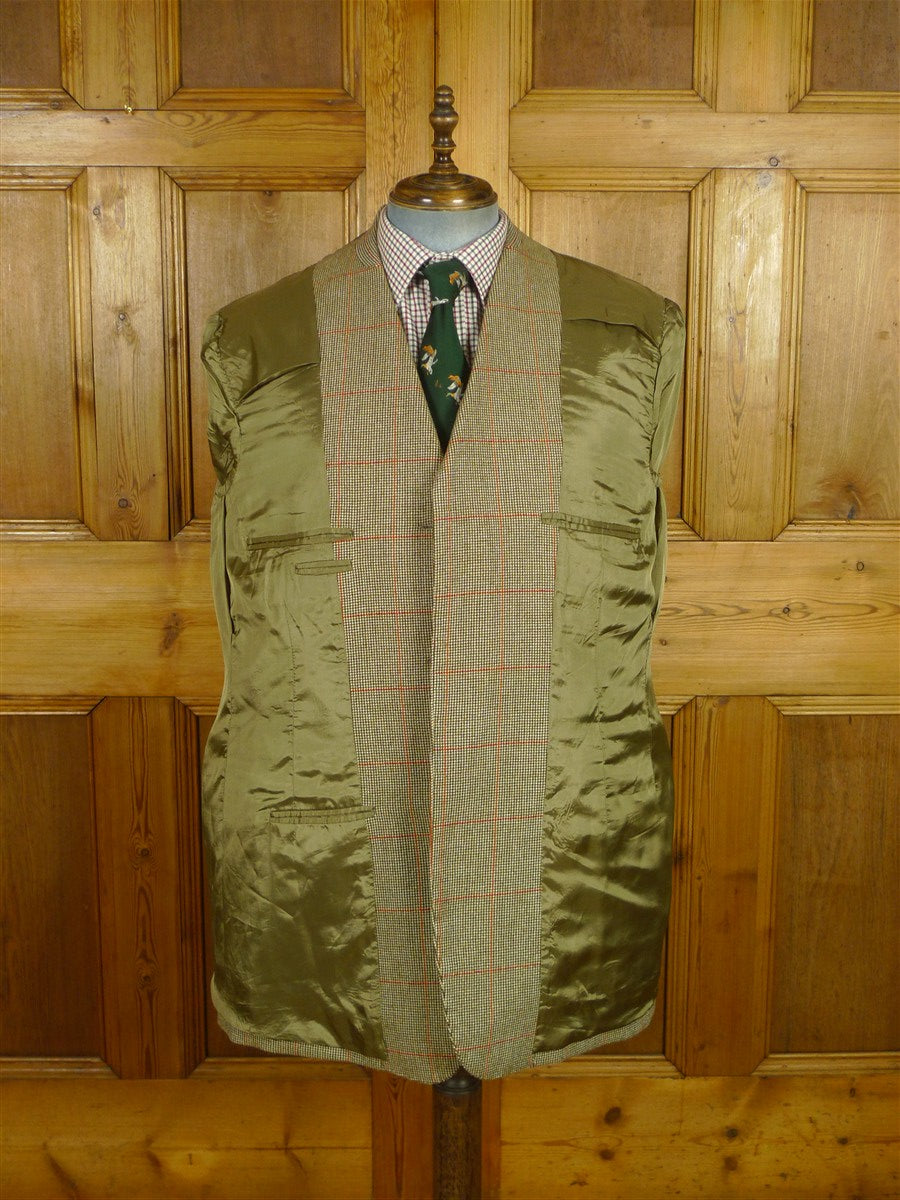 26/0813 immaculate kent haste lachter 2023 savile row bespoke brown / amber 4-piece tweed suit (portly cut) 47 regular to long