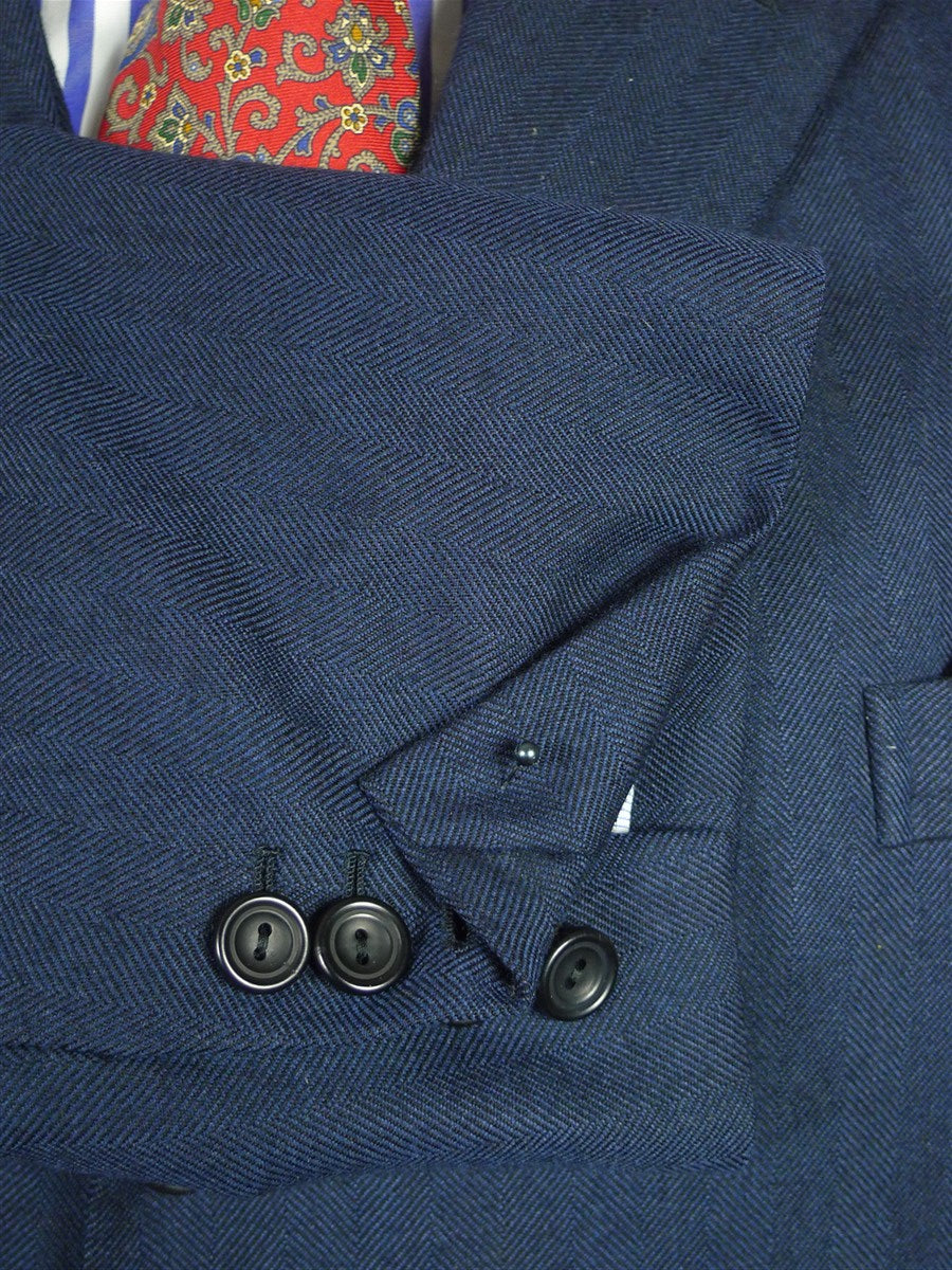26/0812 kent haste lachter 2023 savile row bespoke blue herringbone weave 4-piece worsted suit (portly cut) 48 regular to long