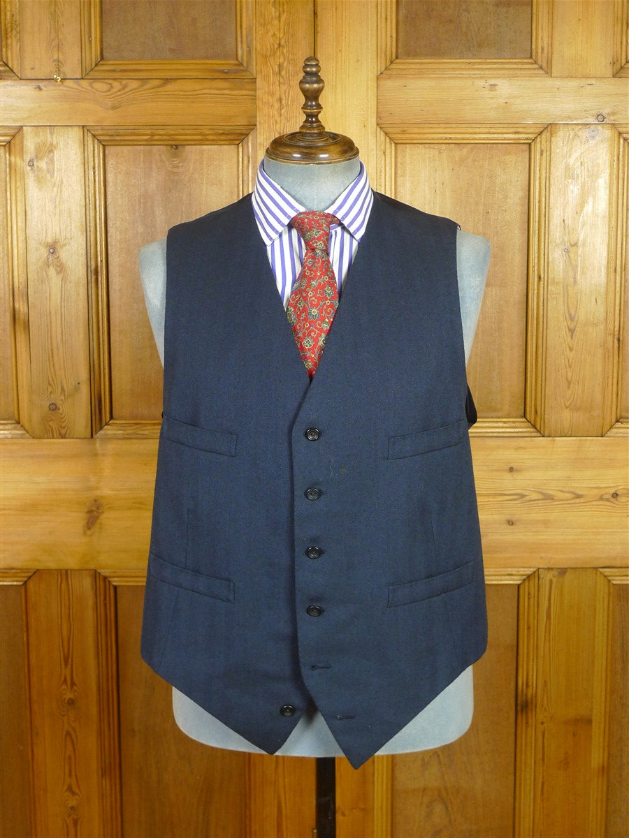 26/0812 kent haste lachter 2023 savile row bespoke blue herringbone weave 4-piece worsted suit (portly cut) 48 regular to long