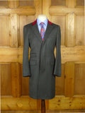 26/0815 immaculate crombie grey venetian wool covert coat overcoat w/ velvet collar (rrp £700) 36 regular