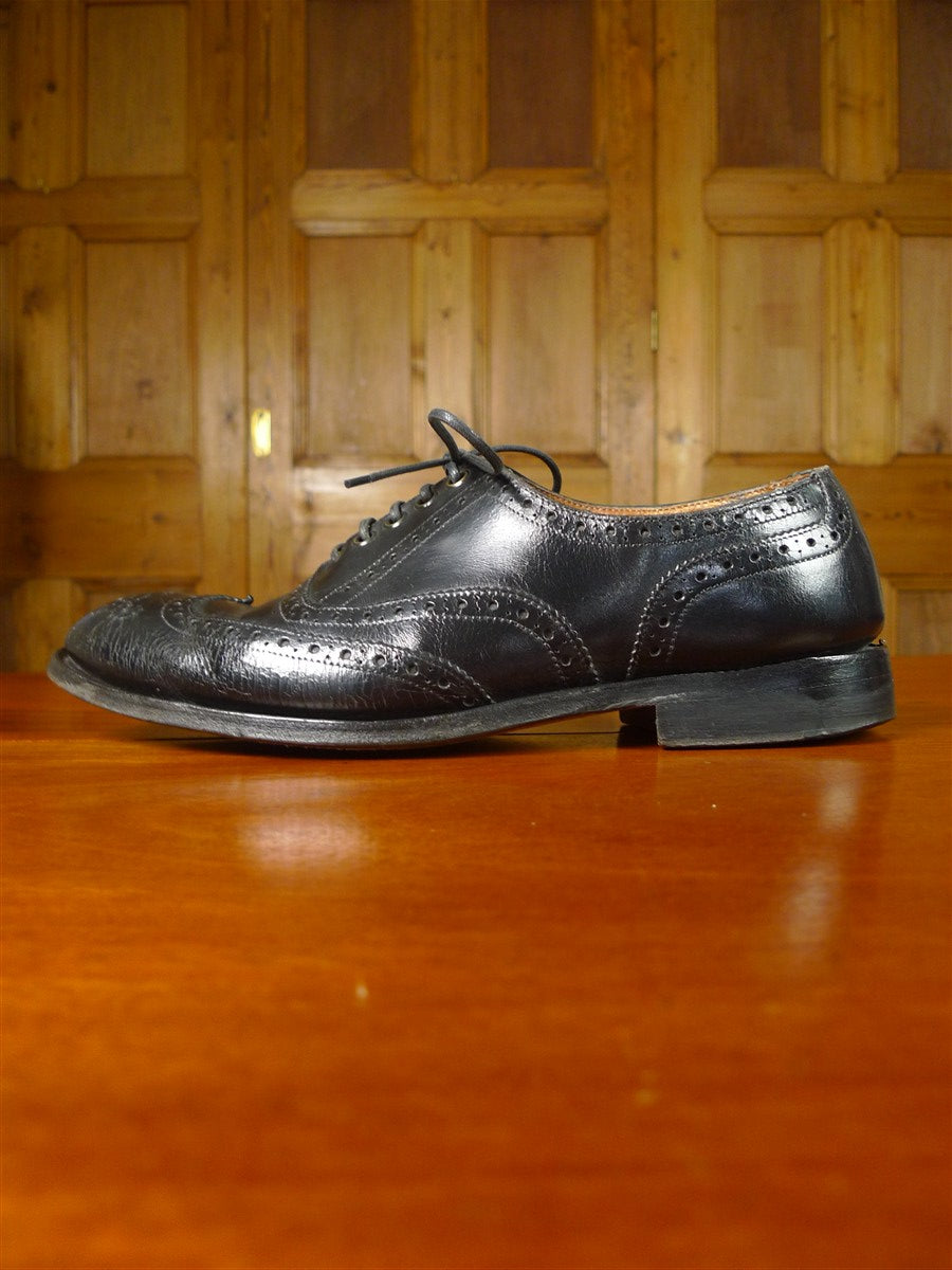 26/0853 vintage tricker's northampton british black brogue leather country shoe uk 10