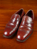 26/0705 beautiful vintage george cleverly brown leather brogue slip-on shoe w/ bags uk 9