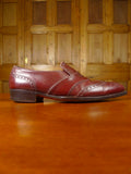 26/0705 beautiful vintage george cleverly brown leather brogue slip-on shoe w/ bags uk 9