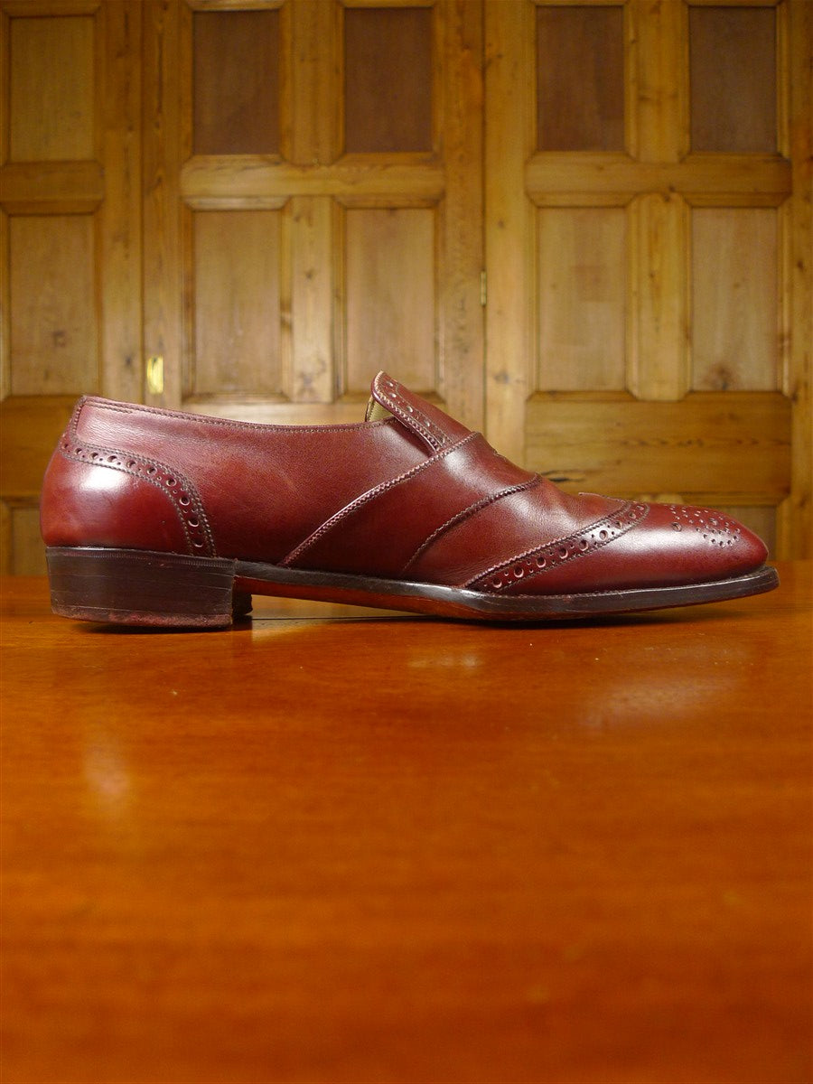 26/0705 beautiful vintage george cleverly brown leather brogue slip-on shoe w/ bags uk 9