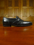 26/0711 beautiful vintage george cleverly black leather brogue slip-on shoe w/ bags uk 9