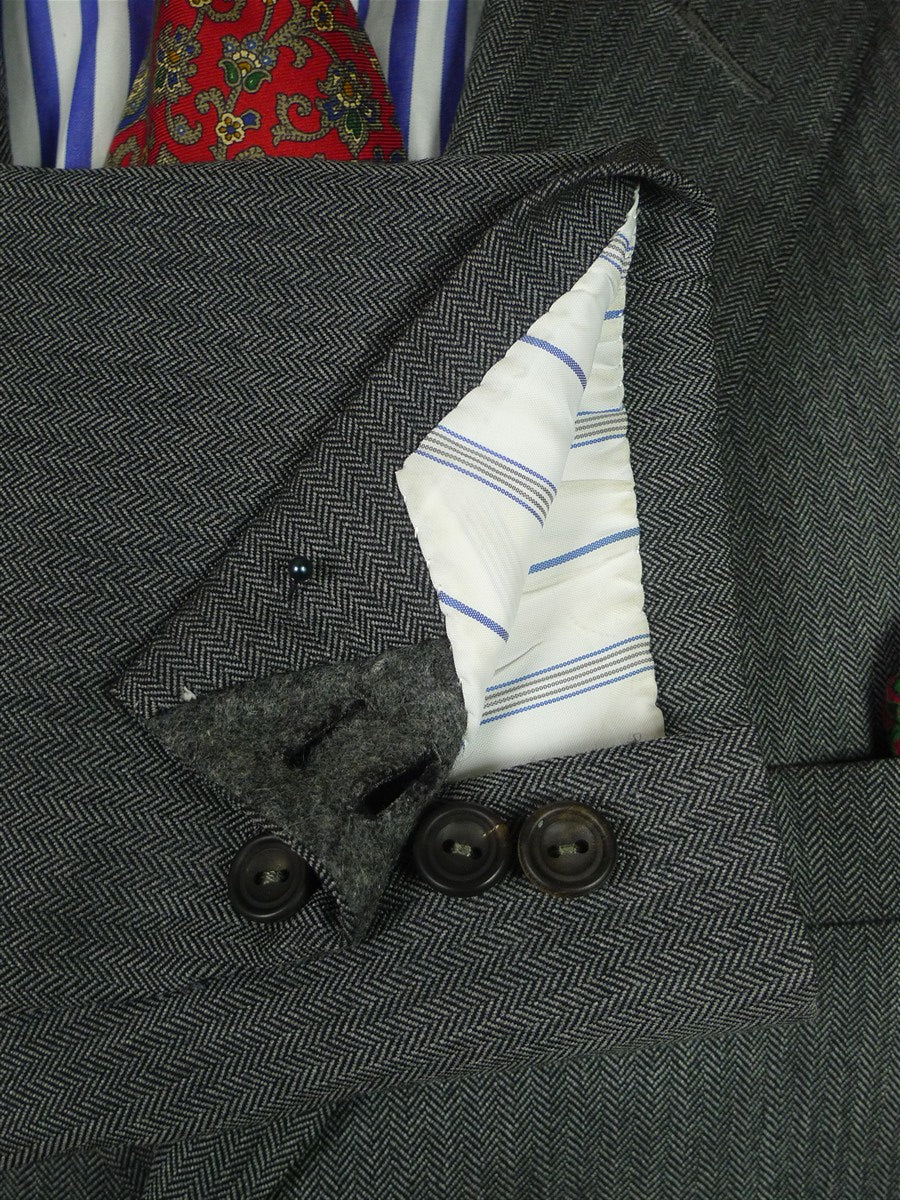 26/0848 vintage 1994 henry poole savile row bespoke grey herringbone worsted suit 44 regular