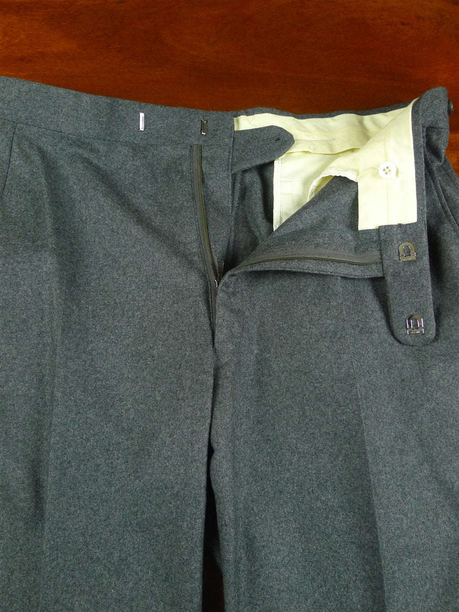 26/0839 immaculate vintage aquascutum grey worsted flannel flat front trouser w/ daks tabs 35