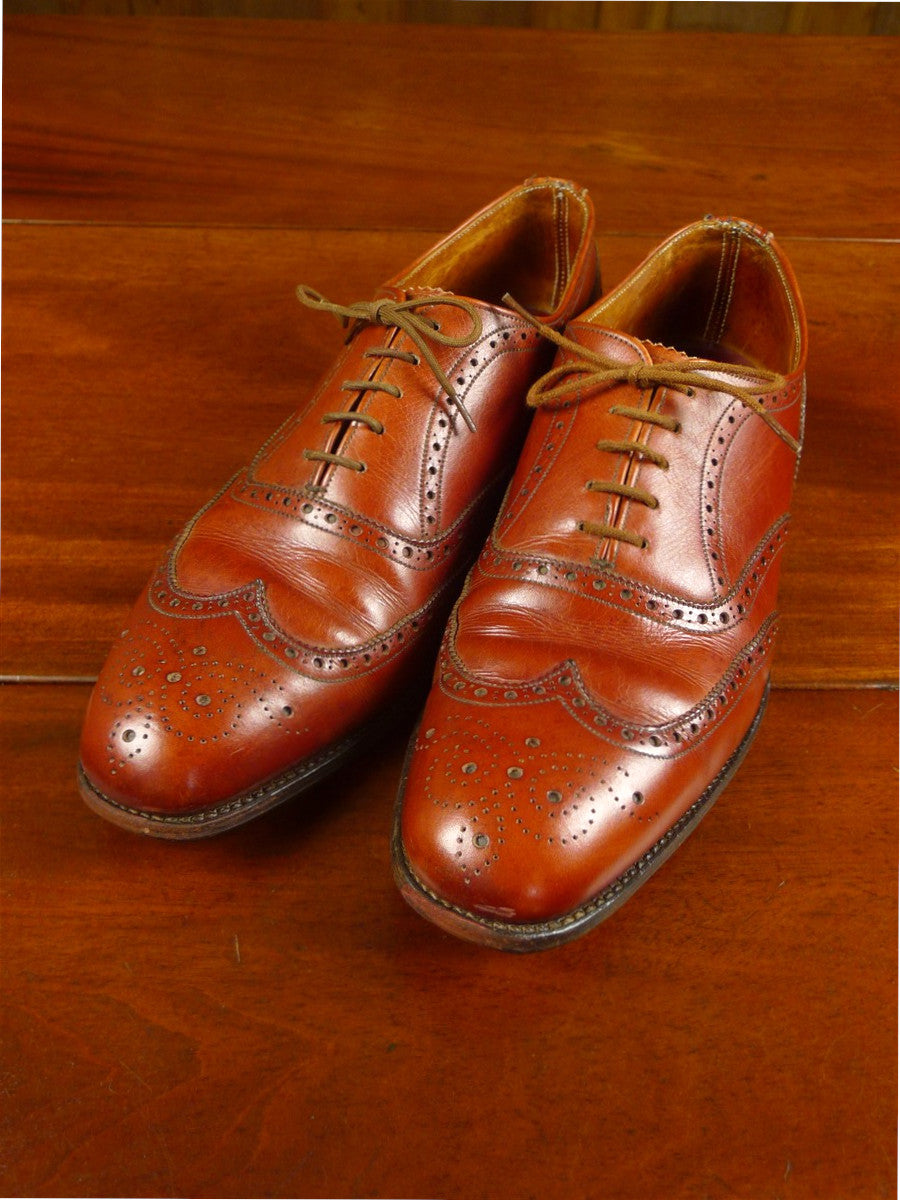 26/0852 vintage british brown brogue leather country shoe uk 9