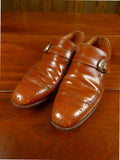 26/0851 vintage lloyd jennings london brown brogue monk-strap shoe uk 8.5
