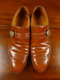 26/0851 vintage lloyd jennings london brown brogue monk-strap shoe uk 8.5