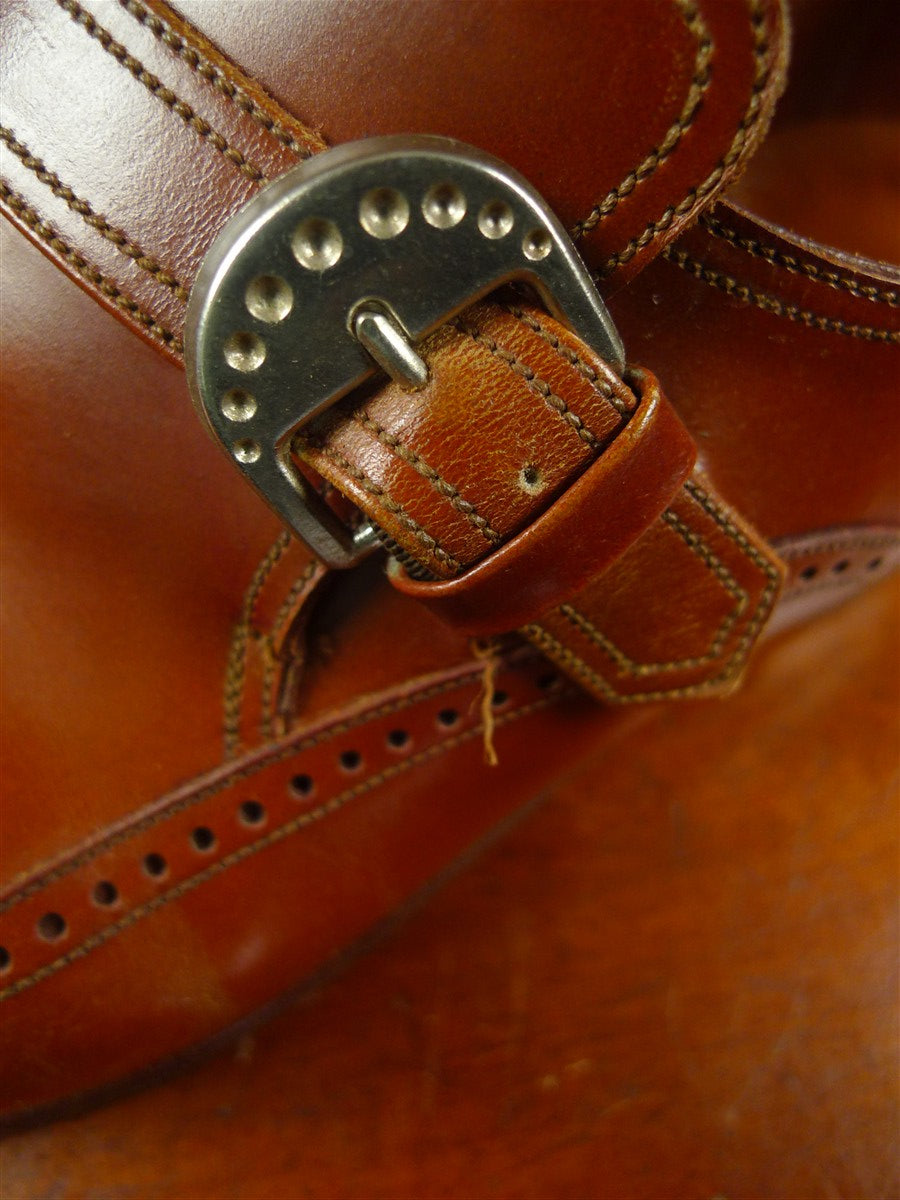 26/0851 vintage lloyd jennings london brown brogue monk-strap shoe uk 8.5