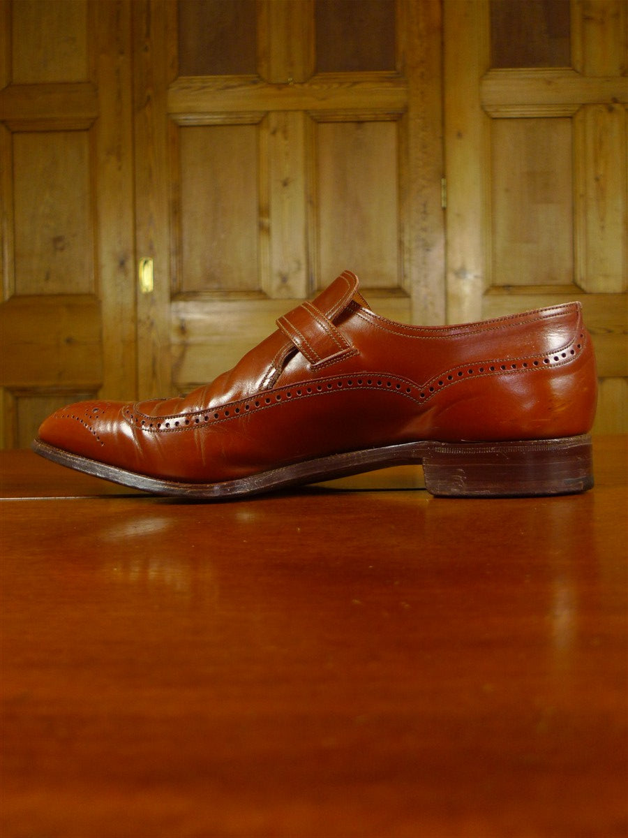 26/0851 vintage lloyd jennings london brown brogue monk-strap shoe uk 8.5