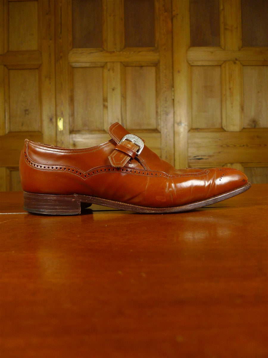 26/0851 vintage lloyd jennings london brown brogue monk-strap shoe uk 8.5
