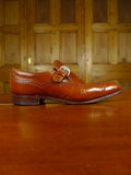 26/0851 vintage lloyd jennings london brown brogue monk-strap shoe uk 8.5