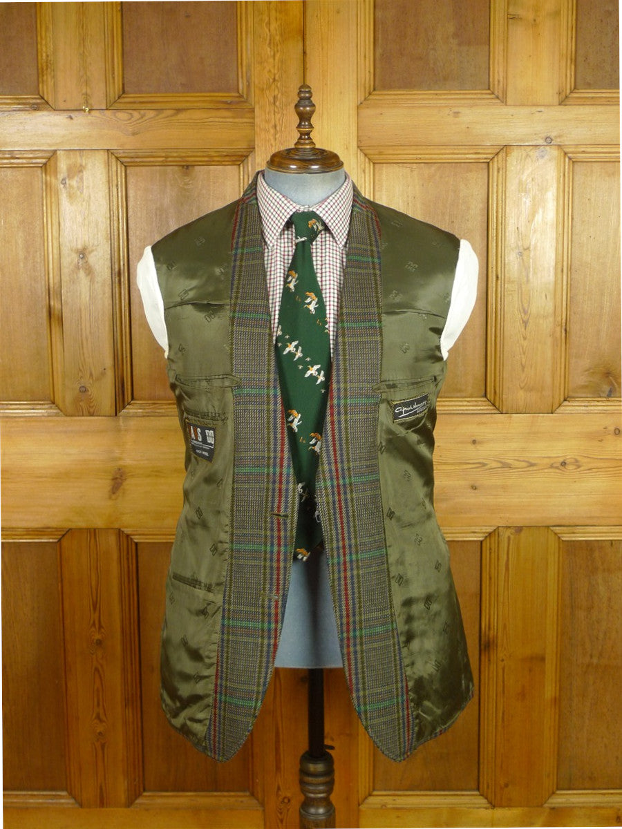 26/0831 vintage daks signature khaki glen check wool sports jacket 42 long