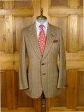 26/0854 wonderful vintage daks signature brown wp check herringbone tweed patch pocket sports jacket w/ suede elbow patches 39 regular