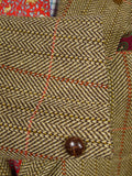 26/0854 wonderful vintage daks signature brown wp check herringbone tweed patch pocket sports jacket w/ suede elbow patches 39 regular