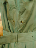 26/0857 wonderful vintage daks 2-tone green 100% cotton belted raincoat mac w/ removable red wool liner 42-44