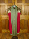 26/0857 wonderful vintage daks 2-tone green 100% cotton belted raincoat mac w/ removable red wool liner 42-44