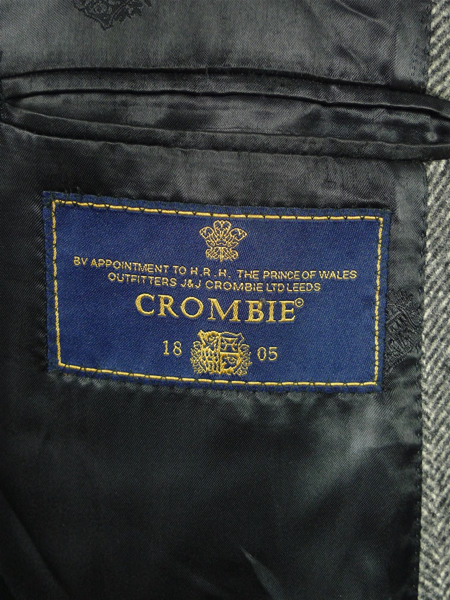 26/0859 near immaculate crombie grey herringbone wool chesterfield coat overcoat w/ velvet collar 42 regular