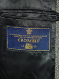 26/0859 near immaculate crombie grey herringbone wool chesterfield coat overcoat w/ velvet collar 42 regular