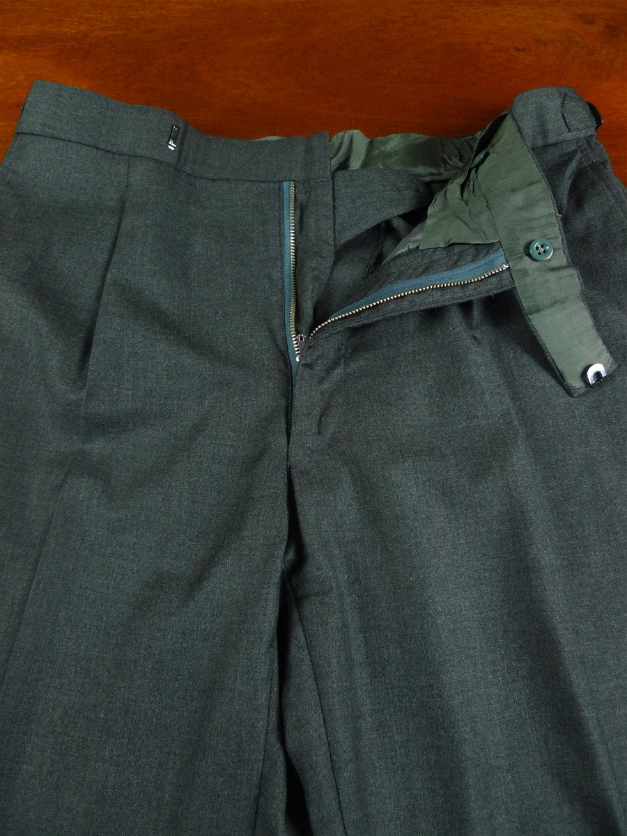 26/0861 immaculate bespoke tailor grey worsted wool single-pleat trouser w/ side adjusters 32-35