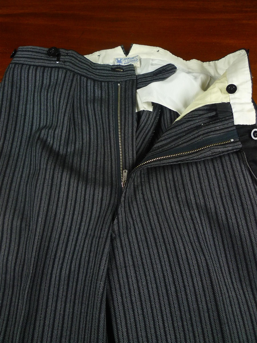 26/0864 vintage savile row bespoke high-rise 'cashmere -stripe' worsted morning dress trouser 28-32