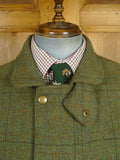 26/0866 heavyweight vintage sutherland sporting tweed co. green wp check tweed shooting coat w/ all-weather membrane 45-46