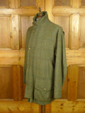 26/0866 heavyweight vintage sutherland sporting tweed co. green wp check tweed shooting coat w/ all-weather membrane 45-46