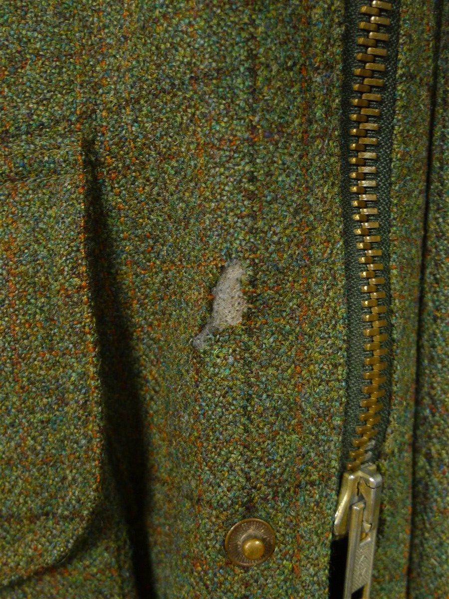 26/0866 heavyweight vintage sutherland sporting tweed co. green wp check tweed shooting coat w/ all-weather membrane 45-46