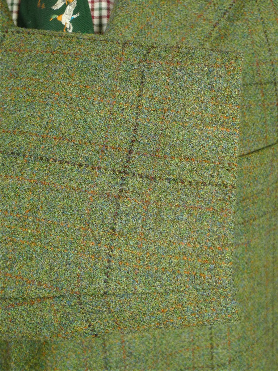 26/0867 immaculate sutherland sporting tweed scottish wp check green paddock coat overcoat w/ moleskin collar 44-46