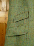 26/0867 immaculate sutherland sporting tweed scottish wp check green paddock coat overcoat w/ moleskin collar 44-46