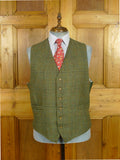 26/0869 vintage tailor-made green wp check tweed waistcoat vest 46-47 regular to long