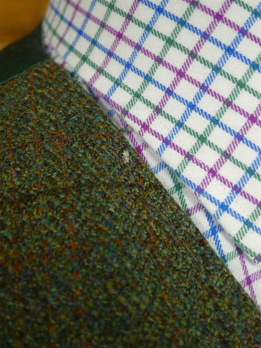 26/0869 vintage tailor-made green wp check tweed waistcoat vest 46-47 regular to long