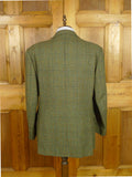 26/0868 vintage british tailor made heavyweight green wp check tweed jacket 46 long