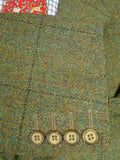26/0868 vintage british tailor made heavyweight green wp check tweed jacket 46 long
