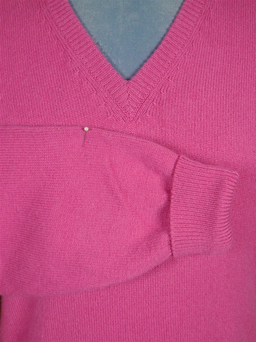 26/0880 vintage turnbull & asser pure cashmere pink v-neck pullover jumper 42-43
