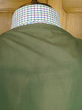 26/0870 vintage tailor-made green wp check tweed shooting waistcoat vest w/ suede facings & cotton lining 47-48 long