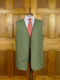 26/0870 vintage tailor-made green wp check tweed shooting waistcoat vest w/ suede facings & cotton lining 47-48 long