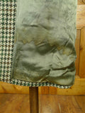 26/0875 vintage heavyweight crombie wool tailor-made green / brown houndstooth check tweed coat overcoat 40-42